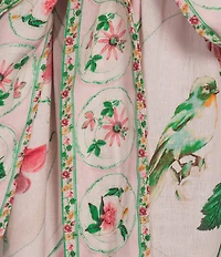 A Loves A Floral Print Collared Neck Long Balloon Sleeve A-Line Flounce Hem Button Front Maxi Dress