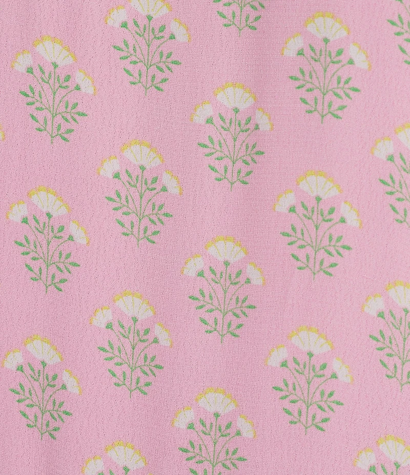 A Loves A Floral Print Woven Button Front Point Collar 3/4 Sleeve Tiered Midi Shirt Dress