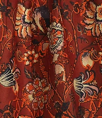 A Loves A Floral Print Woven Ruffled Platter Collar Long Balloon Sleeve Coordinating Button Front Blouse