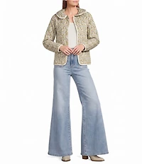 A Loves A Floral Printed Collared Scoop Neck Long Sleeve Reversible Quilted Jacket