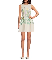 A Loves A Floral Printed Round Neck Sleeveless A-Line Mini Dress