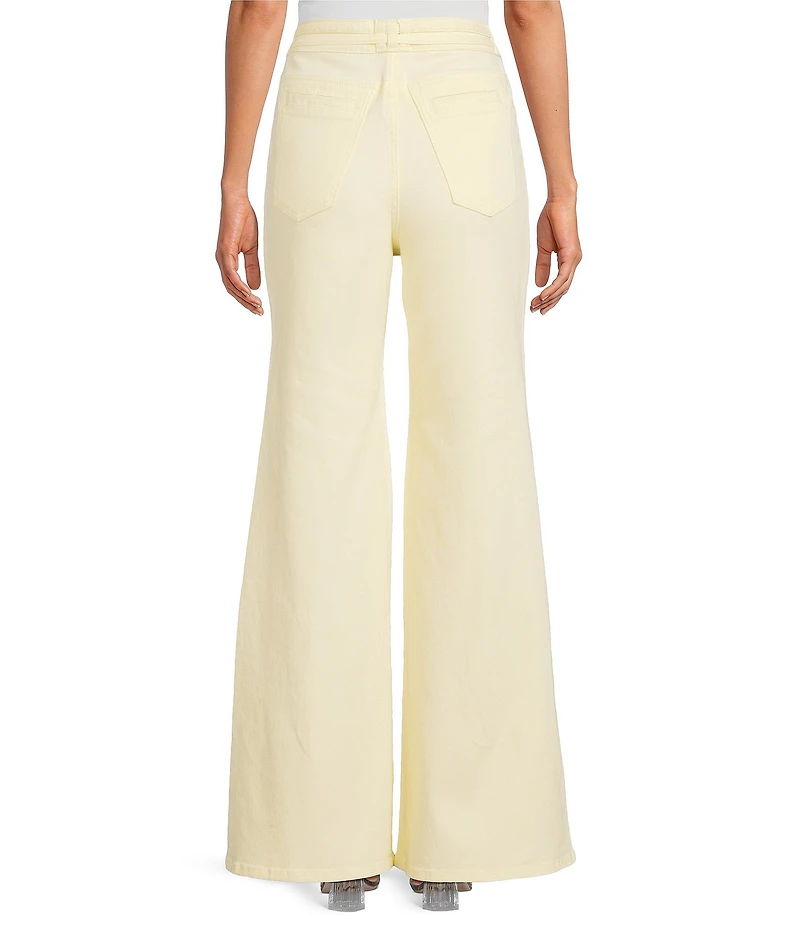 A Loves A High Rise Lattice Pocket Wide Flare Leg Jeans
