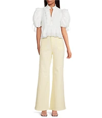 A Loves A High Rise Lattice Pocket Wide Flare Leg Jeans
