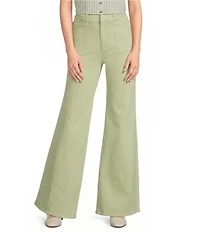 A Loves A High Rise Lattice Pocket Wide Flare Leg Jeans
