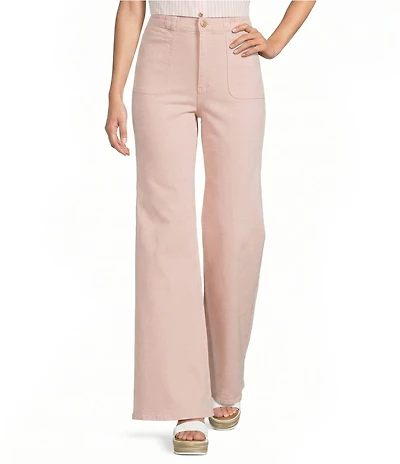 A Loves A High Rise Lattice Pocket Wide Flare Leg Jeans