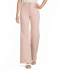 A Loves A High Rise Lattice Pocket Wide Flare Leg Jeans