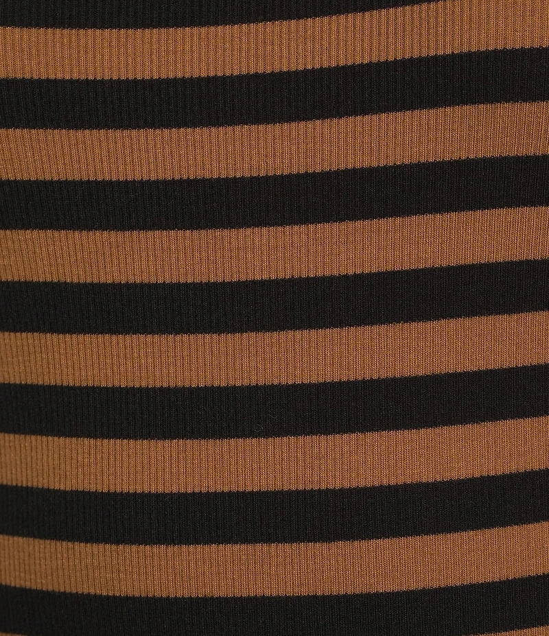 A Loves A Horizontal Stripe Print Stretch Knit Turtleneck Long Sleeve Tee