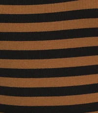 A Loves A Horizontal Stripe Print Stretch Knit Turtleneck Long Sleeve Tee