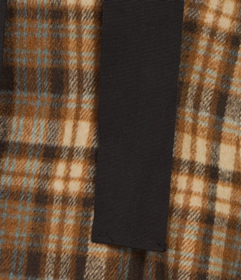 A Loves A Lantern Bow Plaid Crew Neck Short Sleeve Mini Dress