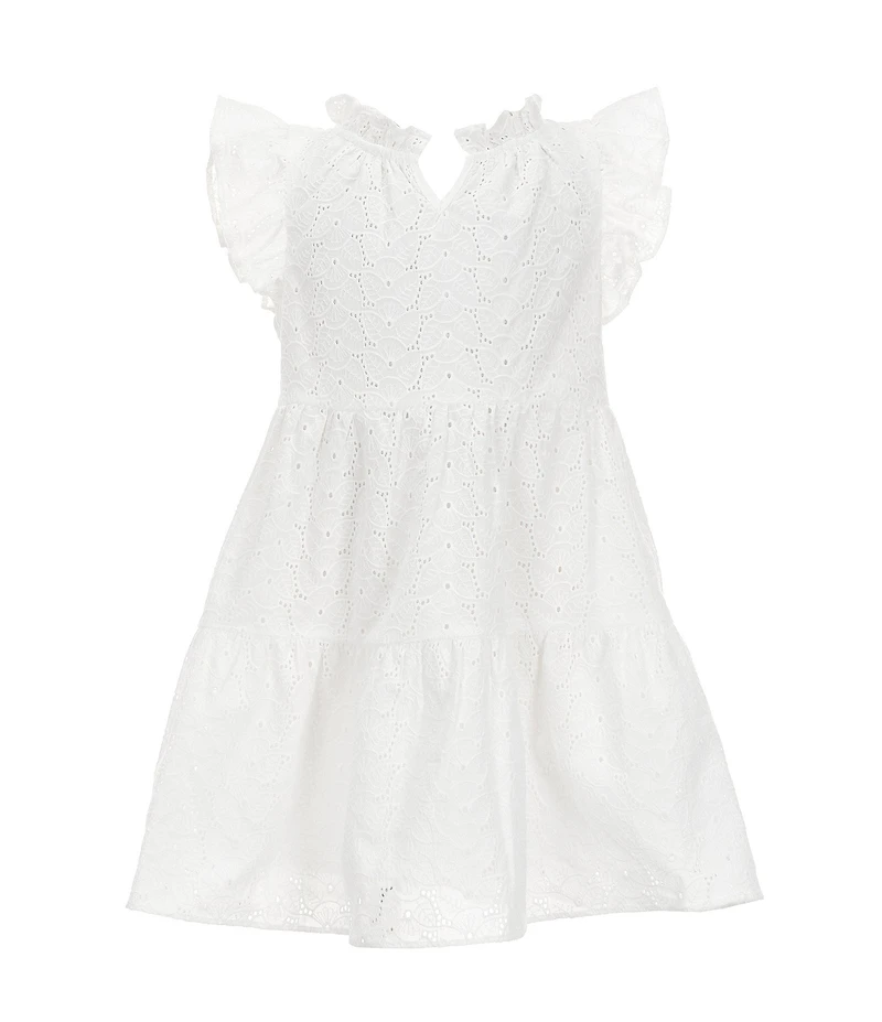 A Loves A Little Girls Eyelet Ruffle Cap Sleeve A-Line Tiered Dress