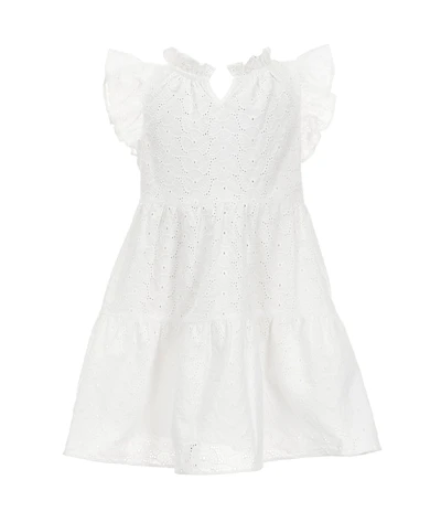 A Loves A Little Girls Eyelet Ruffle Cap Sleeve A-Line Tiered Dress