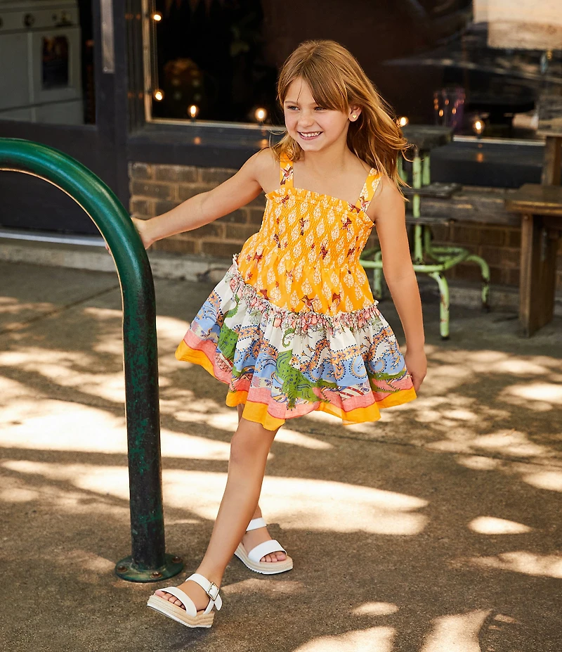 A Loves A Little Girls Square Neck Sleeveless Smocked Dress