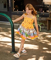 A Loves A Little Girls Square Neck Sleeveless Smocked Dress