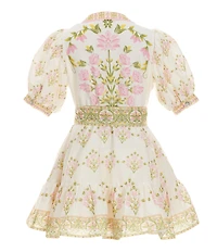 A Loves A Little Girls Bubble Sleeve Floral Dress