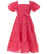 A Loves A Little Girls Bubble Sleeve Smocked Bodice Tier Dress
