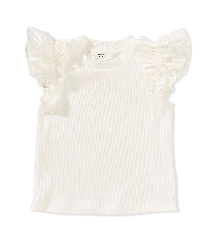 A Loves A Little Girls Flutter Sleeve Ribbed Tank