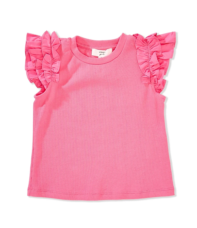 A Loves A Little Girls Flutter Sleeve Ribbed Tank