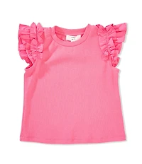 A Loves A Little Girls Flutter Sleeve Ribbed Tank