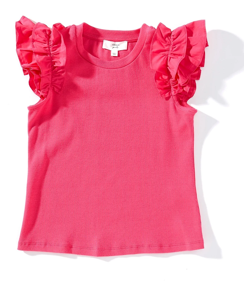 A Loves A Little Girls Flutter Sleeve Ribbed Tank