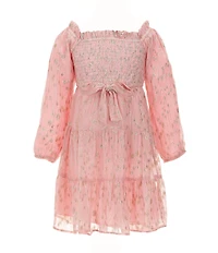 A Loves A Little Girls Long Sleeve Tiered Lurex Midi Dress