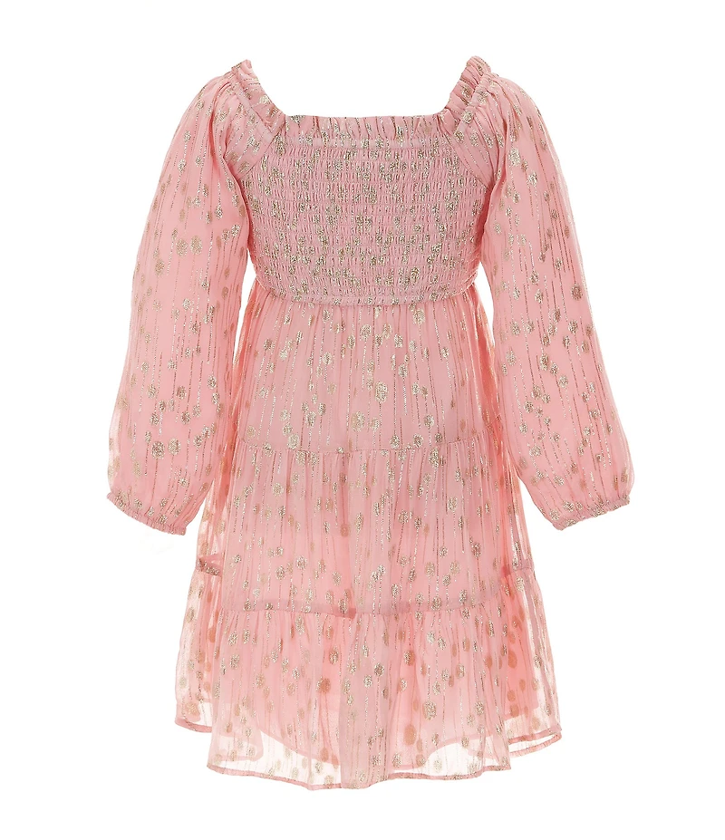 A Loves A Little Girls Long Sleeve Tiered Lurex Midi Dress