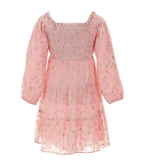 A Loves A Little Girls Long Sleeve Tiered Lurex Midi Dress
