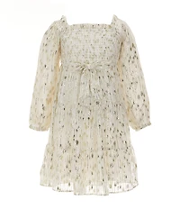 A Loves A Little Girls Long Sleeve Tiered Lurex Midi Dress