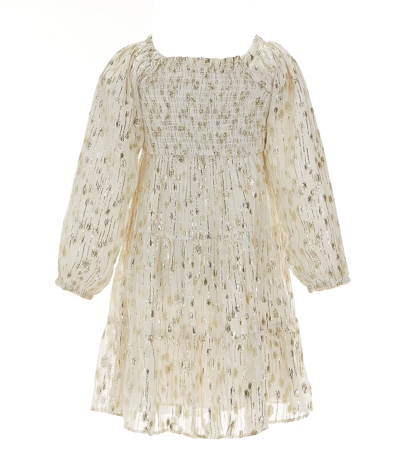 A Loves A Little Girls Long Sleeve Tiered Lurex Midi Dress