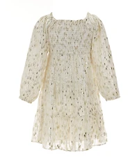 A Loves A Little Girls Long Sleeve Tiered Lurex Midi Dress