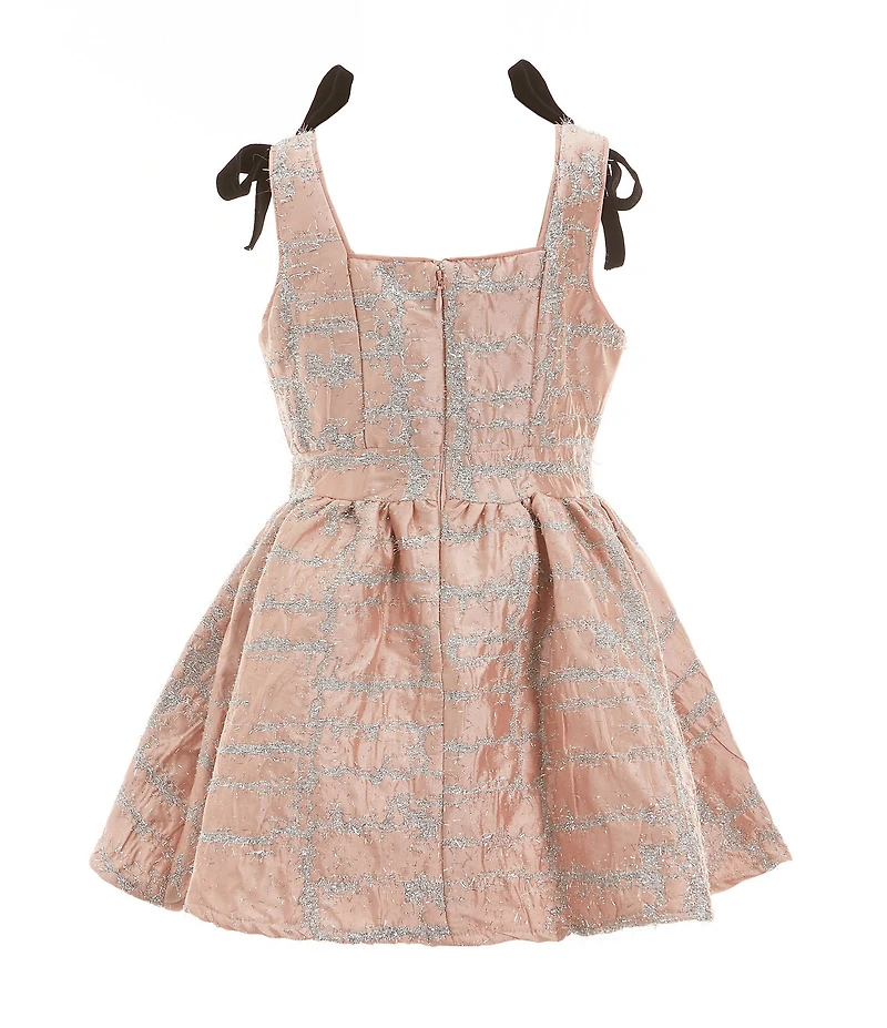 A Loves A Little Girls Glitter Velvet Bow Party Dress