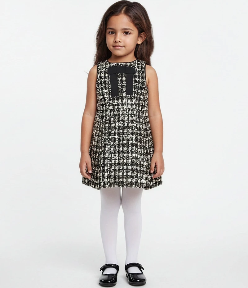 A Loves A Little Girls Boucle Bow Sequin Boucle Dress