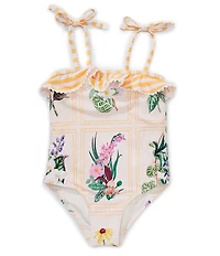 A Loves A Little Girls Floral Print Ruffle Top One-Piece Swimsuit