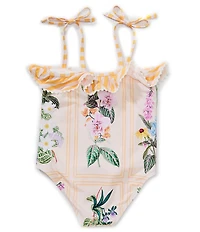 A Loves A Little Girls Floral Print Ruffle Top One-Piece Swimsuit