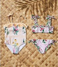 A Loves A Little Girls Floral Print Ruffle Top One-Piece Swimsuit