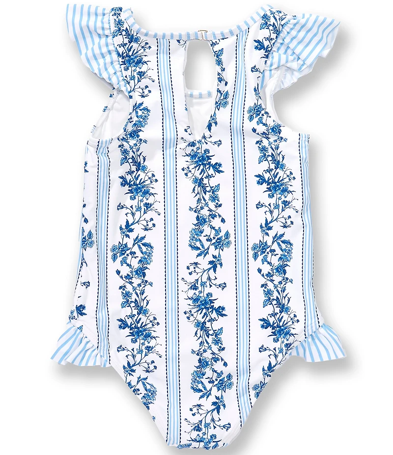 A Loves A Little Girls Floral Ruffle Leg One Piece Swimsuit