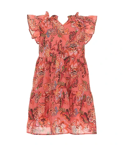 A Loves A Little Girls Flutter Sleeve Embroidered Dress