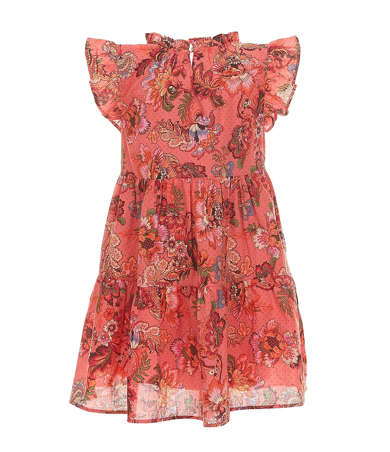 A Loves A Little Girls Flutter Sleeve Embroidered Dress