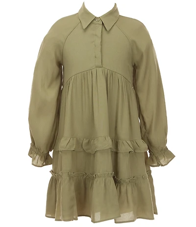 A Loves A Little Girls Long Sleeve Ruffle Tiered Dress