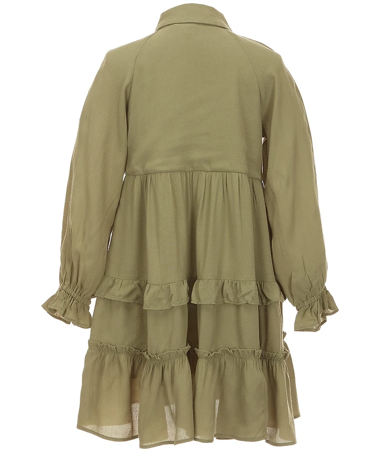 A Loves A Little Girls Long Sleeve Ruffle Tiered Dress
