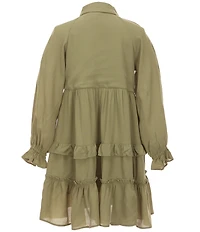 A Loves A Little Girls Long Sleeve Ruffle Tiered Dress