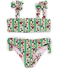 A Loves A Little Girls Reversible Tie Shoulder Bralette Two-Piece Swimsuit