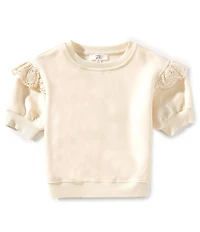 A Loves A Little Girls Ruffle Short Sleeve Sweater