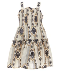 A Loves A Little Girls Sleeveless Shirred Embroidery Dress