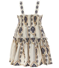 A Loves A Little Girls Sleeveless Shirred Embroidery Dress