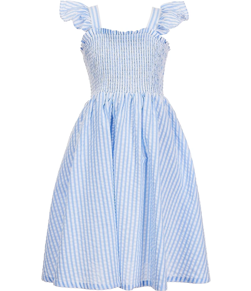 A Loves A Little Girls Striped Cotton Square Neck Flutter Sleeve Maxi Dress