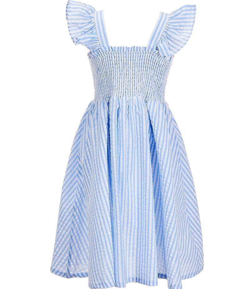 A Loves A Little Girls Striped Cotton Square Neck Flutter Sleeve Maxi Dress