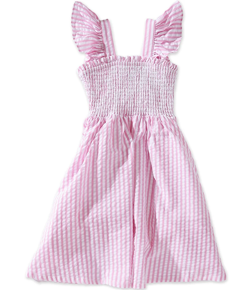 A Loves A Little Girls Striped Cotton Square Neck Flutter Sleeve Maxi Dress