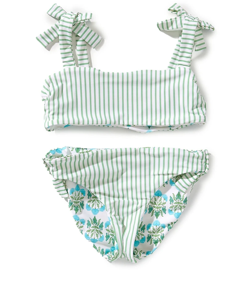 A Loves A Little Girls Tie Shoulder Reversible 2-Piece Swimsuit