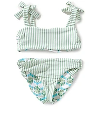 A Loves A Little Girls Tie Shoulder Reversible 2-Piece Swimsuit