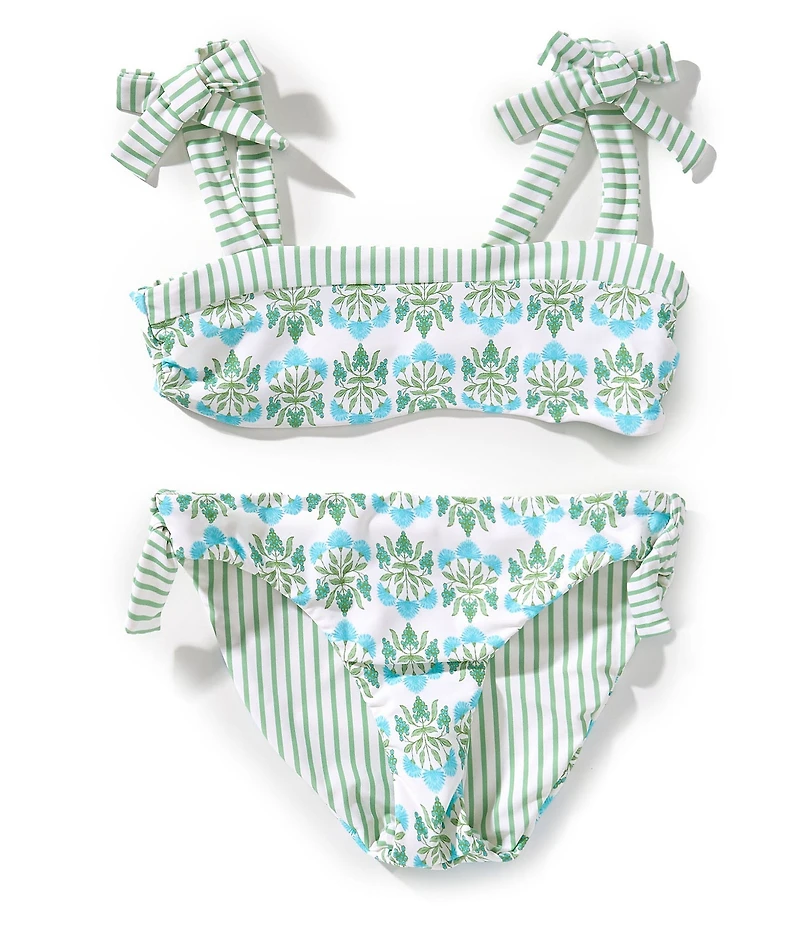 A Loves A Little Girls Tie Shoulder Reversible 2-Piece Swimsuit